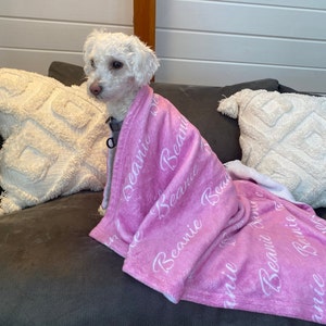 Personalized Dog Blanket Custom Name Fleece Blanket for Dog Moms Light Pink