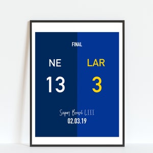 Super Bowl . NFL Football . New England vs Los Angelos Rams .  Art . Digital Download
