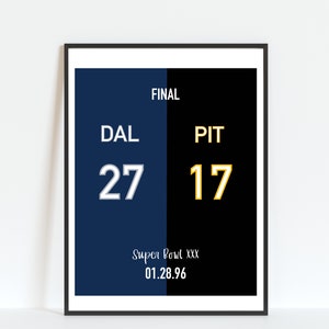 Super Bowl . NFL Football . Dallas Cowboys vs Pittsburg Steelers .  Art . Digital Download