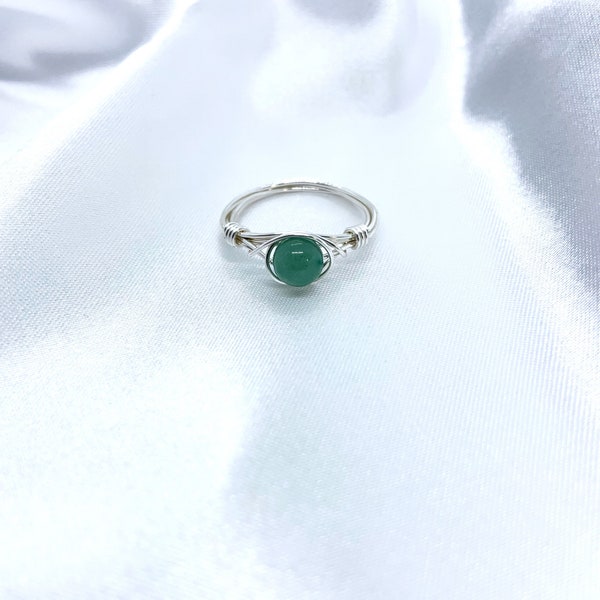 Green aventurine handmade mini ring | wire wrapped crystal ring | natural crystal rings | healing crystal ring | natural gemstone ring