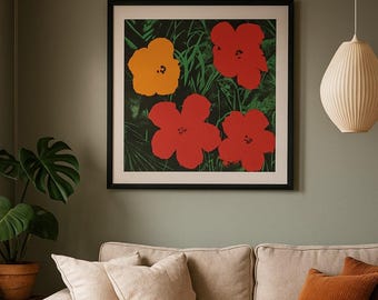 Andy Warhol “Flowers, 1964” • Iconic Poster • 90 x 90 cm • Authenticated with the seal of The Andy Warhol Foundation. Collector's Item!