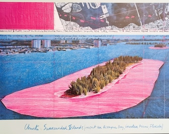 Christo - Surrounded Islands Project for Greater Biscayne Bay, Miami, Florida. Off-set edition, vintage. Dimensions: 99 x 63 cm.