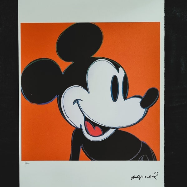 Andy Warhol "Mickey Mouse Mickey Mouse" édition limitée, certificat, lithographie reproduite offset. Dimensions : 56 x 38,3 cm. 15,07"x22,162