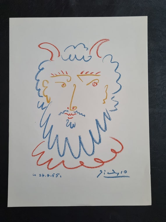 Vintage 1961 Pablo Picasso Abstract Nude Man with Horns Art Print Vintage 1961 Pablo Picasso Abstract Nude Man with Horns Art Print