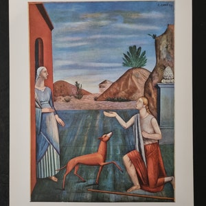 Carlo Carrà "Le figlia do Loth, 1919" Vintage lithographic print from the 60s, Perna Home Decor art studio.