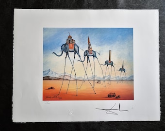 Salvador Dalí "Giraffe Elephants" Limited edition, numbered (Dali Painter # Surrealism # Cubism # Modern Art)