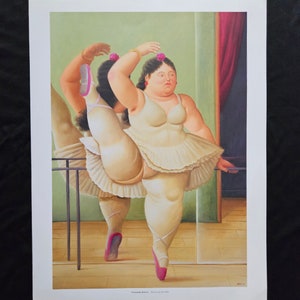 Fernando Botero &quot;Ballerina alla barre&quot; Copyright, title, and artwork description on the back, 36.5 x 28 cm. Home Decor.