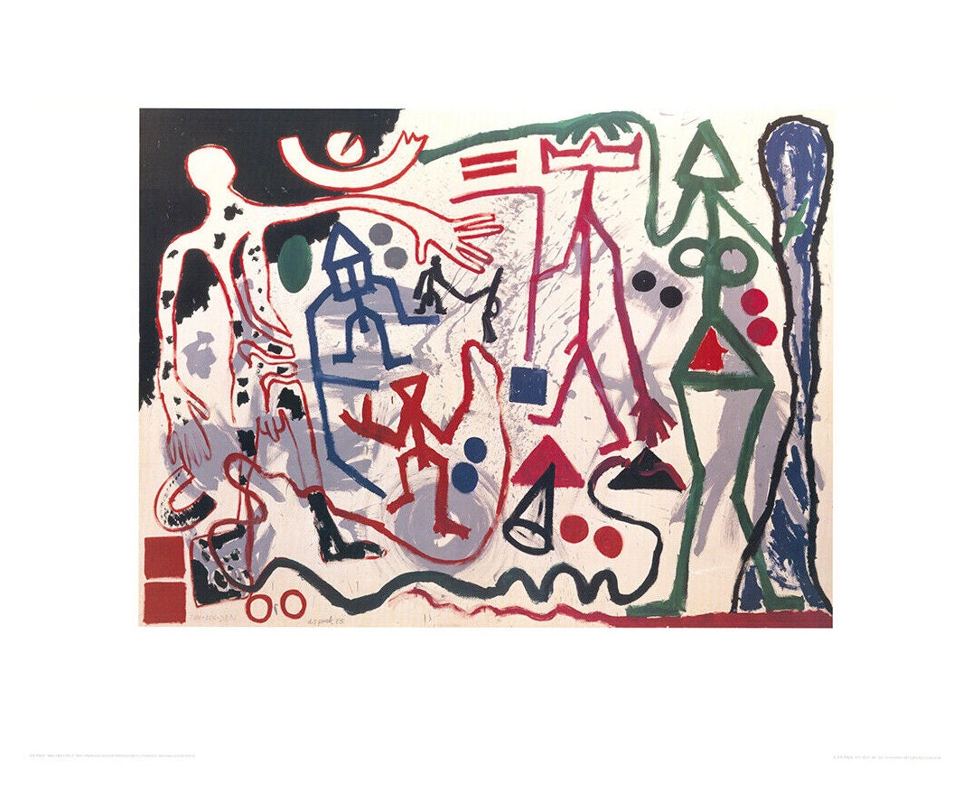 A. R. Penk "Ten x Den x Zen I, 1983" Rare Vintage Poster. Achenbach Edition 1991, Street Art Masterpiece. Dimensions: 90 x 70 cm.