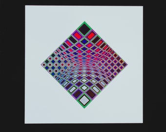 Victor Vasarely "OND - KETT" Vintage ©1975 Arte óptico Decoración del hogar.
