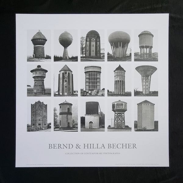 Bernd & Hilla Becher "Water Towers, 1999" Vintage Poster, 70 x 70 cm. 27.55" x 27.55"