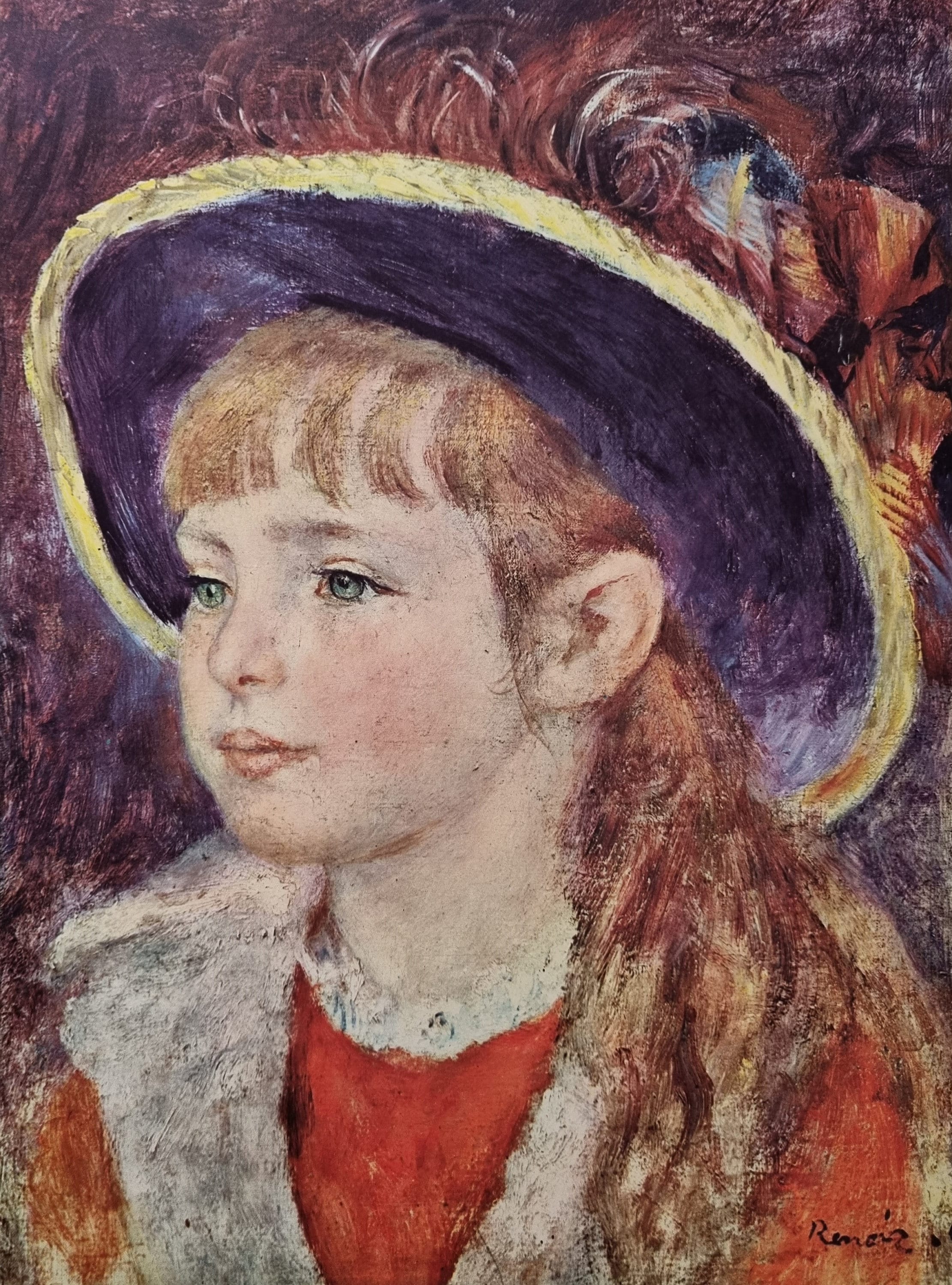 Pierre Auguste Renoir Niña con sombrero azul, 1881 Carpeta con impresión  litográfica vintage de los años 60 -  España