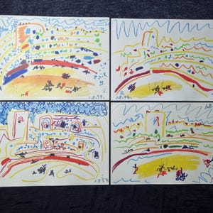 Pablo Ruiz Picasso  4 Stampe litografiche vintage su carta Veline della serie Toros y Toreros - 1961