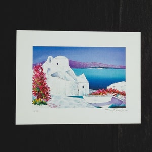 Serge Fenech &quot;Greek Landscape&quot; Lithograph numbered and signed in pencil, size 40 x 30 cm Home Decor.