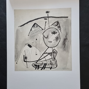 Guillaume Corneille &quot;The Traveller, 1950&quot; Vintage lithograph from the 1980s, dimensions 37 x 52 cm, interior drawing 29 x 31.5 cm. Home Decor.