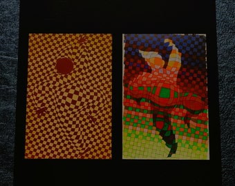 Victor Vasarely "Arlequin - II" Vintage ©1977 Optical Art Home Decor.