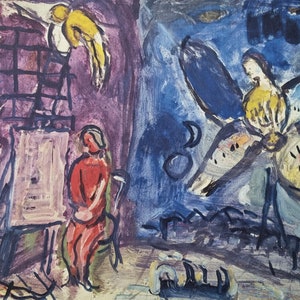 Marc Chagall &quot;Jacob&#39;s Dream&quot; Lithograph from the 1980s. Home Decor.