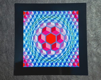 Victor Vasarely "CHEYT - MC - 4" Vintage ©1975 Arte óptico Decoración del hogar.