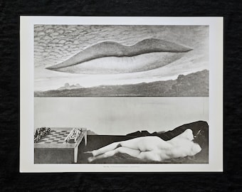 Man Ray&#39;s &#39;Lovers&#39;, 1935 – Elegant and rare black and white monochrome art edition, with description on the back