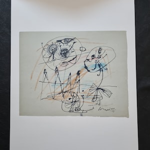 Guillaume Corneille &quot;Aerial like a butterfly, 1949&quot; Vintage lithograph from the 80s, dimensions 37 x 52, interior drawing 32 x 25.5 cm.