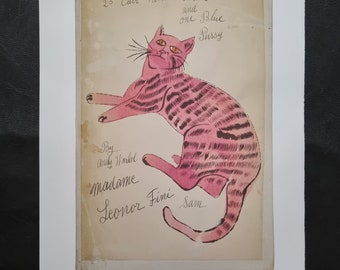 Andy Warhol "Sam the Cat" Pop Art Limited Edition Offset Print, Signed in Print, with Certificate. Dimensions: 56 x 38 cm.