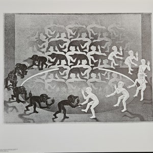 M.C. Escher "Incontrare, 1944"  Edizione  vintage stampata in Olanda. Dimensioni 55 x 65 cm Home Decor.