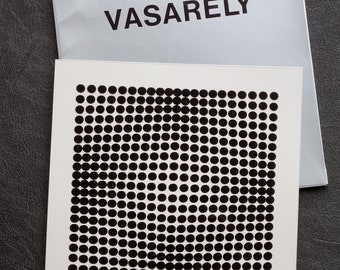 Obra cinética doble de Victor Vasarely, arte óptico vintage para decoración del hogar.