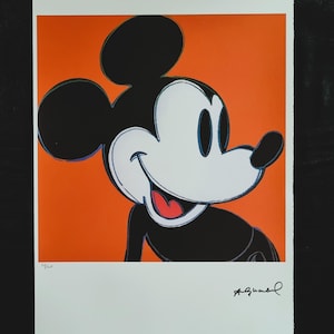 Andy Warhol "Topolino Mickey Mouse" Edizione limitata, 100 esemplari. Dimensioni : 56 x 38 cm. (Home Decorazioni # Pop art)