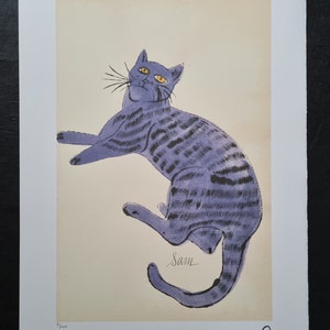 Andy Warhol Cat Sam limited edition, certified. Dimensions: 56 x 38.3 cm. 15.07 x 22.162 image 1