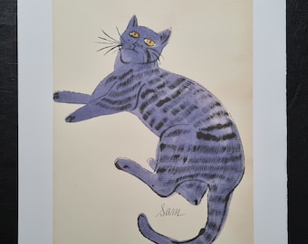 Andy Warhol "Cat Sam" limited edition, certified. Dimensions: 56 x 38.3 cm. 15.07" x 22.162
