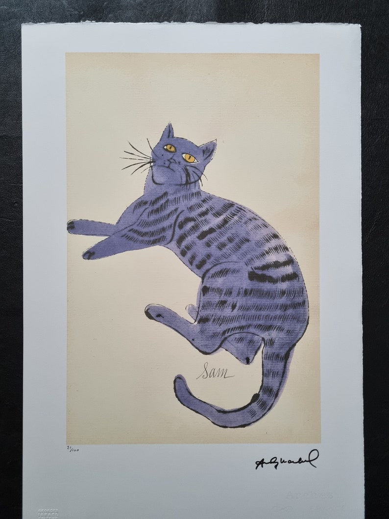 Andy Warhol Cat Sam limited edition, certified. Dimensions: 56 x 38.3 cm. 15.07 x 22.162 image 1