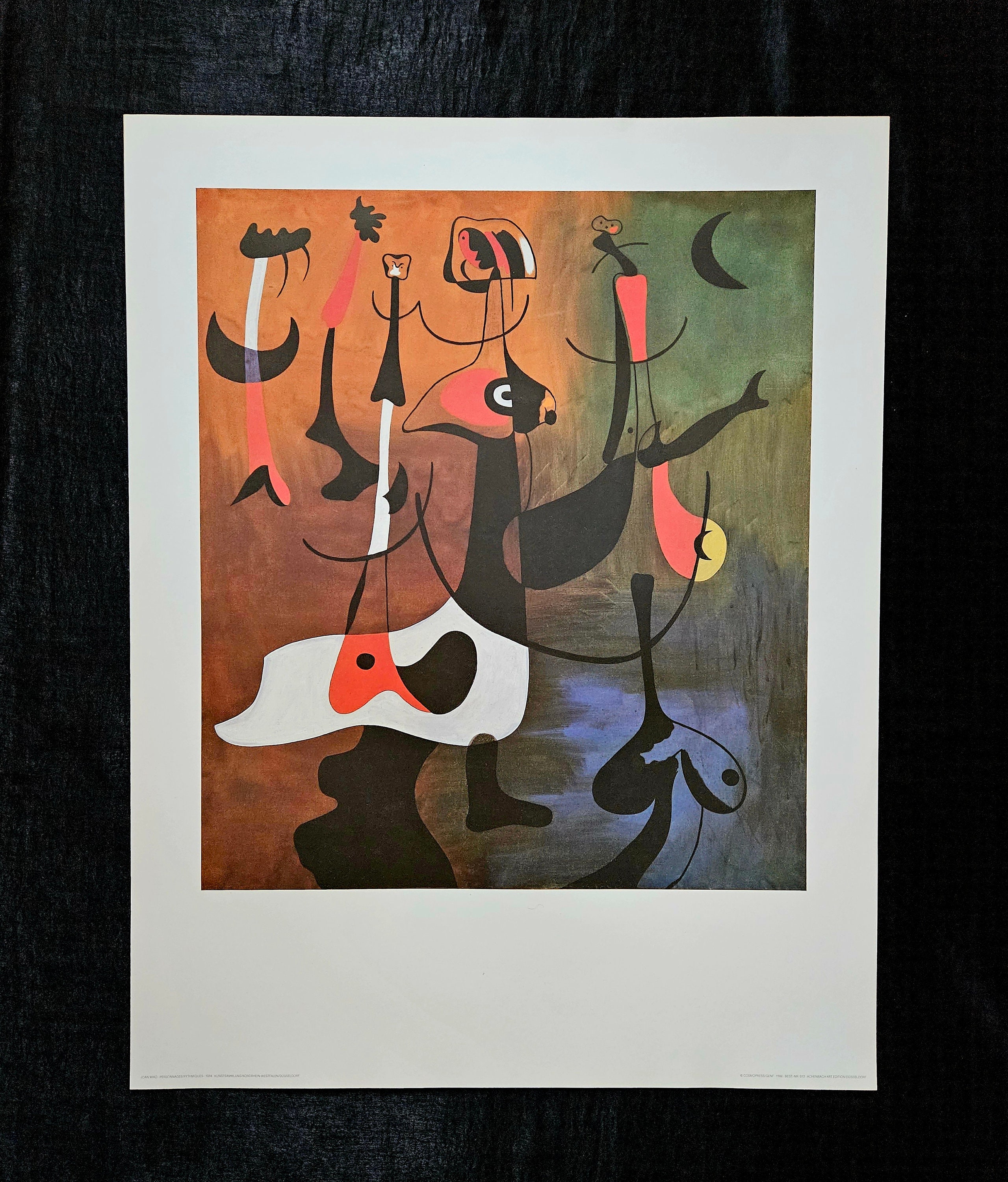 Vintage 1950s Miró “Figures, Mountains, Sky, Star, Bird” Swiss Art Print Vintage 1950s Miró “Figures, Mountains, Sky, Star, Bird” Swiss Art Print