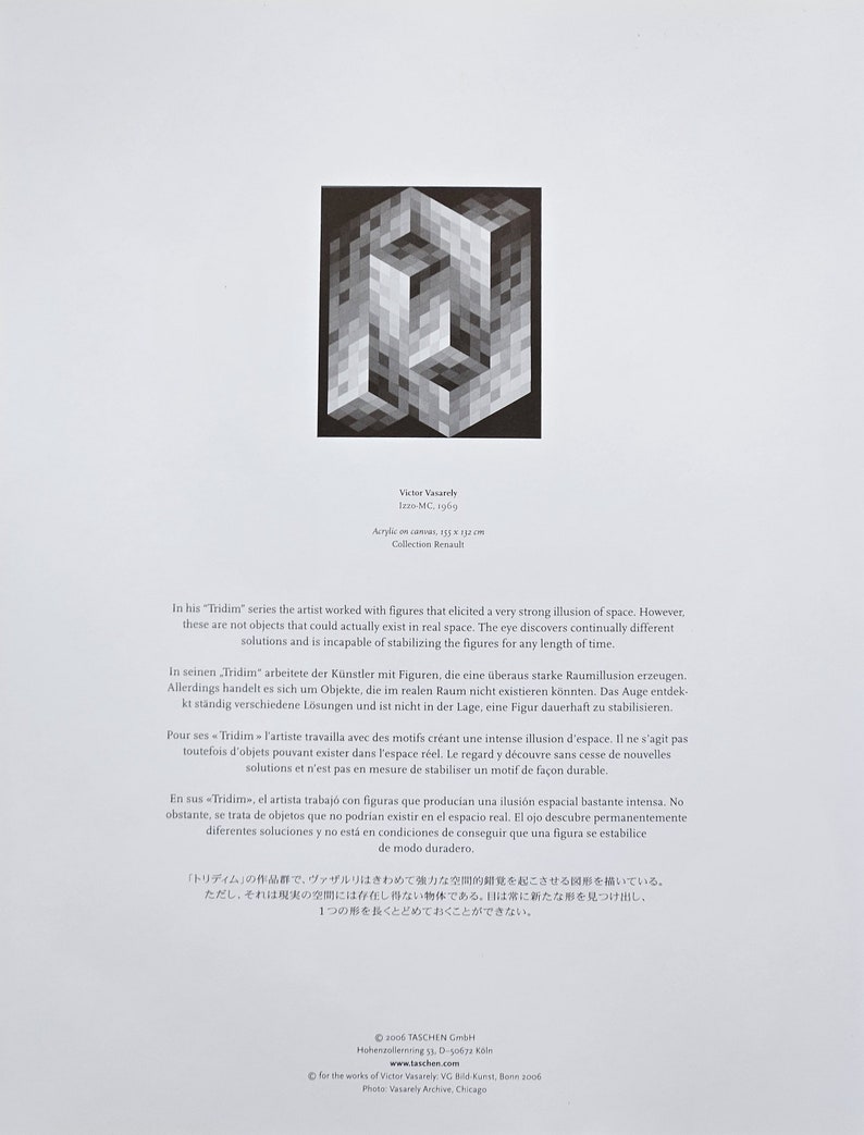 Victor Vasarely Izzo MC, 1969 Title and description of the work on the back. Photo: Vasarely Archive, Chicago. Dimensions 36.5 x 28.5 cm. image 4