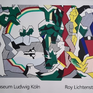 Roy Lichtenstein &quot;Landscape with Figures and Rainbow, 1980&quot; Dimensions 130 x 101 cm. 51&quot;x39&quot; Large poster from 1980 Museum Ludwig Köln