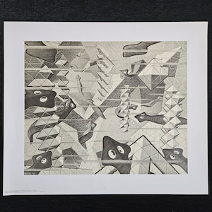 M.C. Escher "Vermi piatti, 1959"  Edizione off set vintage stampata in Olanda. Dimensioni 55 x 65 cm Home Decor.