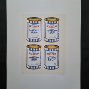 Tesco, crema di zuppa di pomodoro Banksy - Stampa d'arte offset basata sull'originale. (Arte di strada # Arte da parete) 50 x 70 cm.