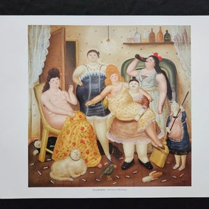 Fernando Botero &quot;La casa de Mariduque&quot; Copyright, title, and artwork description on the back. 36.5 x 28 cm. Home Decor.
