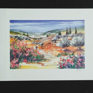 Ella Fort &quot;Oleander Flowers&quot; Lithograph, numbered and signed in pencil, size 55.8 x 76 cm. Wall art.