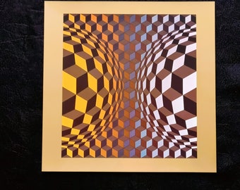 Victor Vasarely "CHEYT - OND" Vintage ©1975 Arte óptico Decoración del hogar.