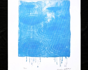 Rain - David Hockney - Pop Art Collection. Signed and numbered offset print with certificate. Dimensions: 35 x 50 cm.