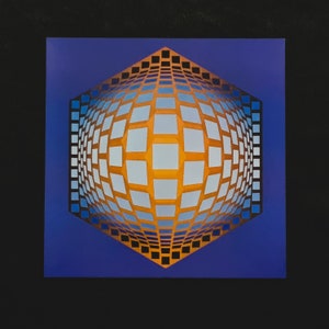 Victor Vasarely &quot;TEGLA - HAT&quot; Vintage ©1975 Optical Art Home Decor.