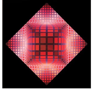 Victor Vasarely &quot;DELL - 2&quot; Vintage ©1975 Optical Art Home Decor.
