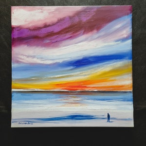 Michel Suret-Canale &quot;Seascape at Low Tide&quot;, Oil on stretched canvas 45 cm x 45 cm x 3.5 cm Home Decor.