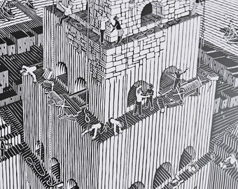 M.C.エッシャー「バベルの塔、1928年」オランダで印刷された