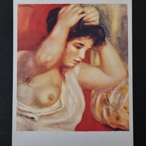 Renoir &quot;Woman Combing Her Hair, 1907&quot; Vintage Lithograph Print from the 1960s, Perna Home Decor Art Studio.