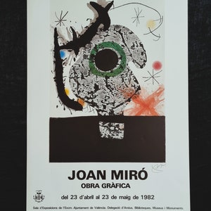 Joan Miró &quot;Obra Grafica&quot; Exhibition Poster - made for the 1982 exhibition, size 68.5 x 48 cm Home Decor.