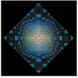 Victor Vasarely &quot;Okta - STRI&quot; Vintage ©1975 Optical Art Home Decor.