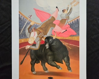 Fernando Botero "The Death of Luis Chaleta" Copyright, title, and artwork description on the back, 36.5 x 28 cm. Home Decor.