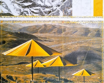 Christo and Jeanne-Claude &quot;The Umbrellas - Japan - USA 1991&quot; Art Edition Transformed Landscape Modern Art Vintage Lithograph 1991