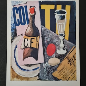 Ardengo Soffici " Composizione con bottiglia, 1914" Stampa litografica vintage degli anni '60 Home Decorazioni