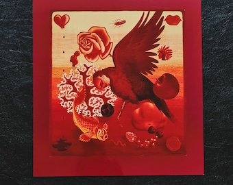Victor Vasarely "Etude en Rouge" Vintage ©1975 Optical Art Heminredning.